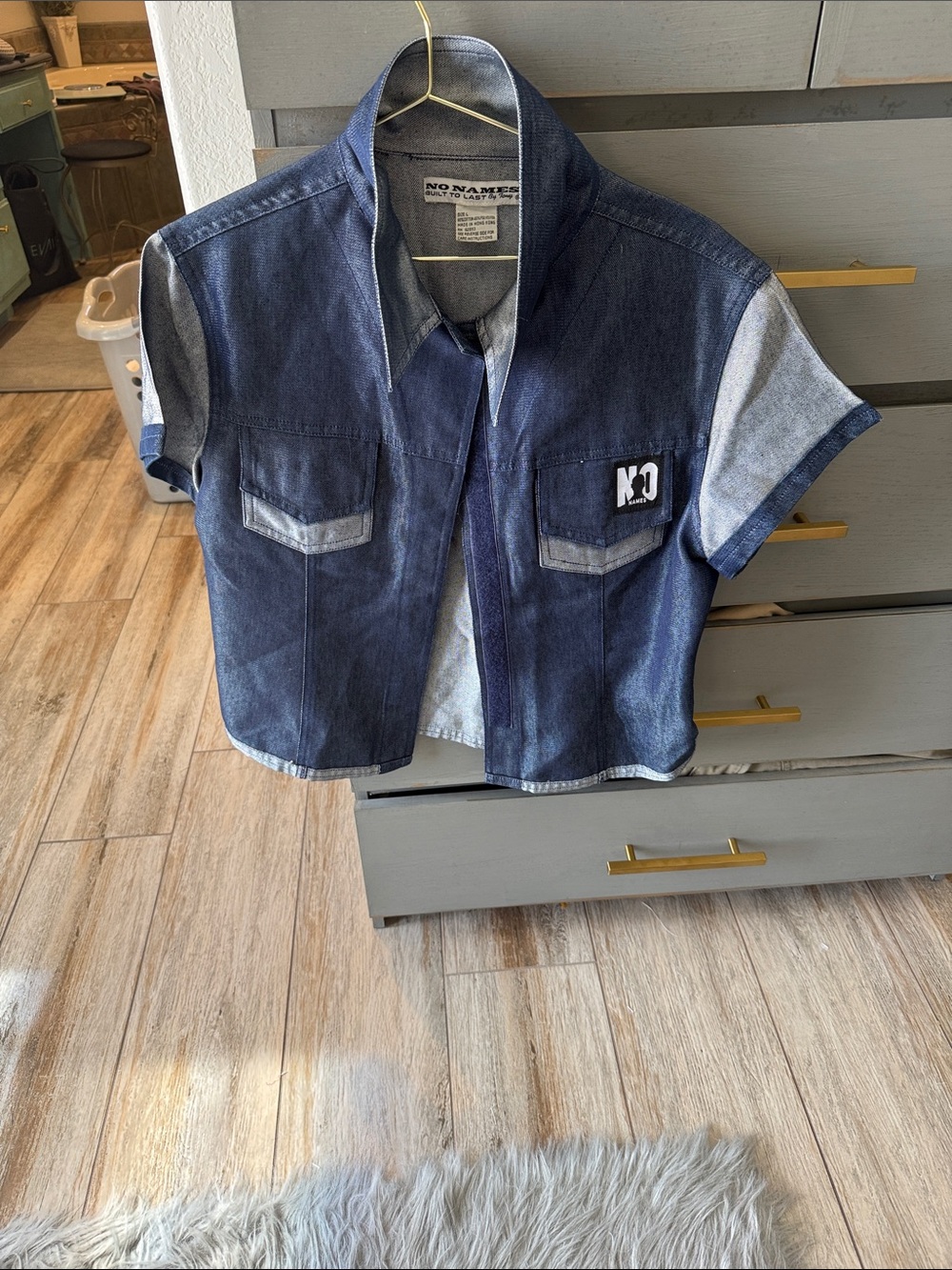 Short-Sleeve Denim Jacket - Dark Blue